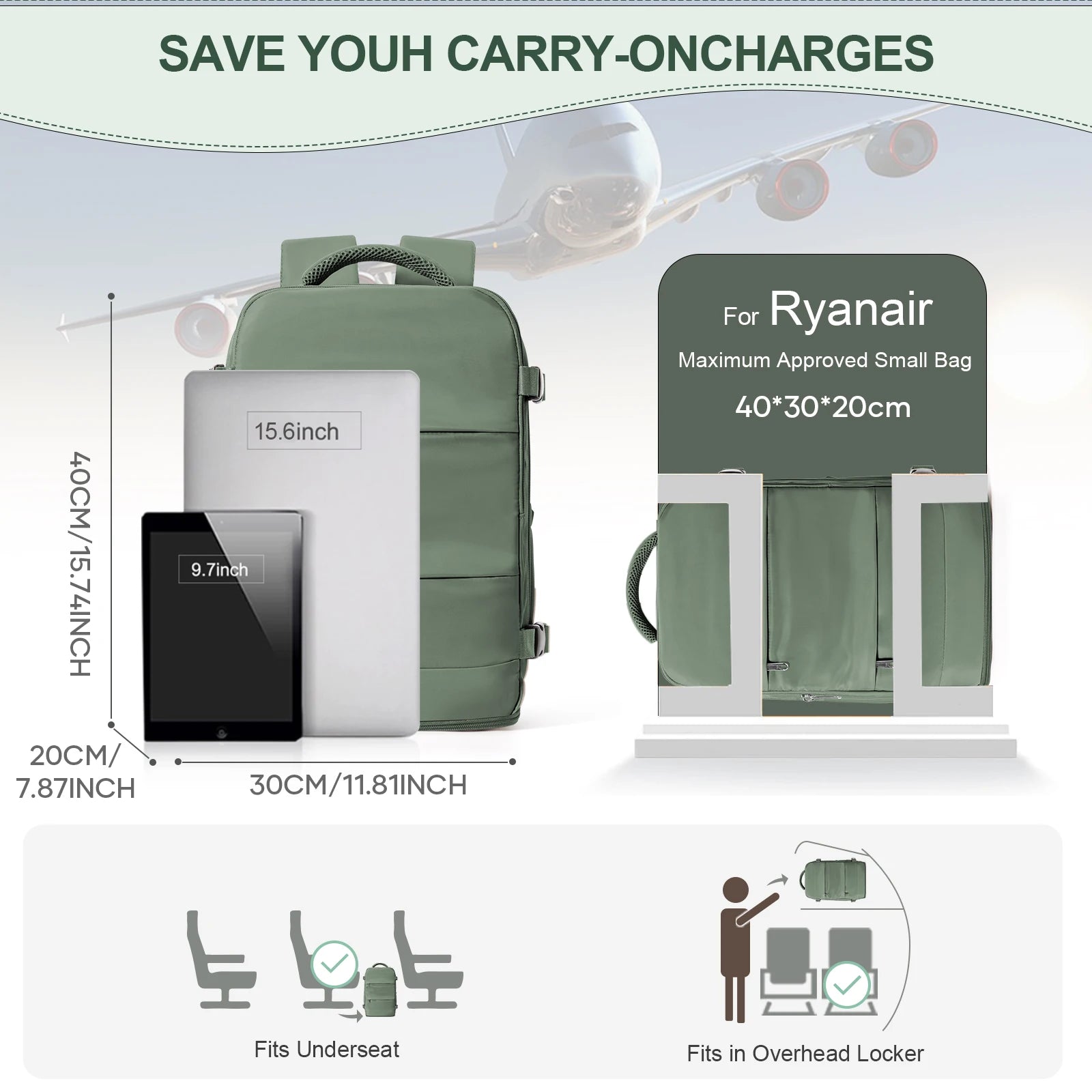 Travel Cabin Bag Backpack for Men Women Hand Luggage