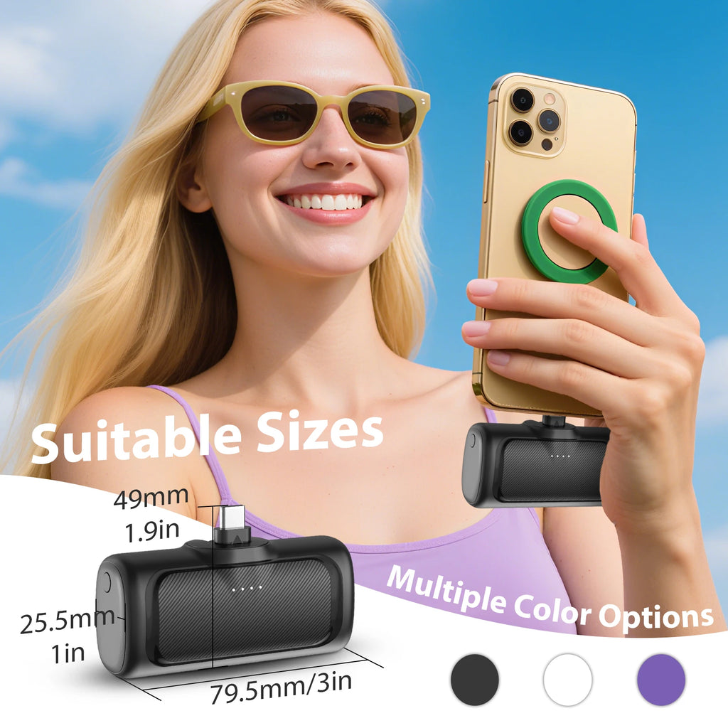 Mini Power Bank 22.5W Max 4000mAh Fast Charging Portable External Battery with Cables for Android iPhone 17 16 Samsung