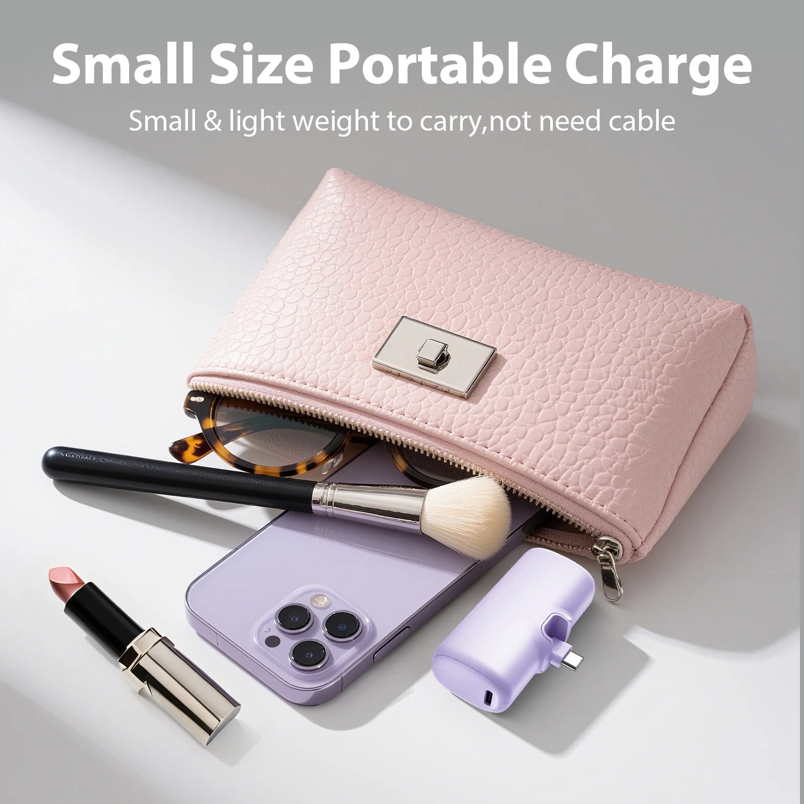 Mini Power Bank 22.5W Max 4000mAh Fast Charging Portable External Battery with Cables for Android iPhone 17 16 Samsung